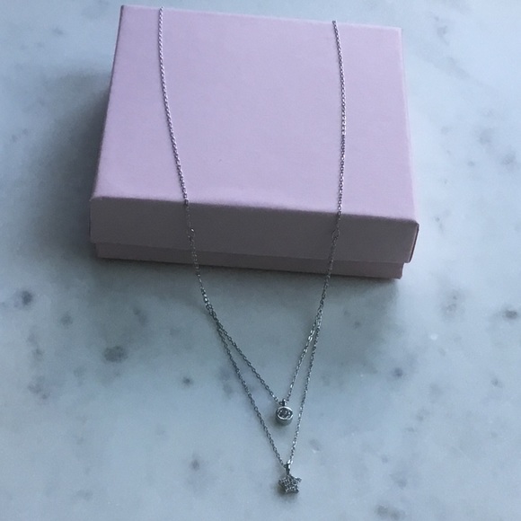 Sterling Silver Double Layer Cz Necklace - Picture 10 of 12